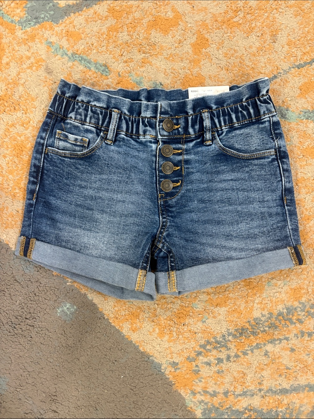 SO Blue Button-Front Denim Roll Cuff Shorts Girls Size 8 new with tags